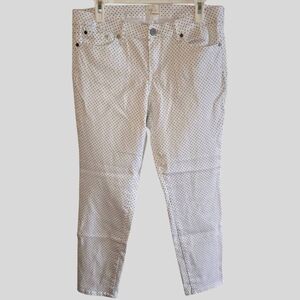 Andrea Jovine Polka Dot Skinny Jeans Women's Size 8 White Black Stretch Denim